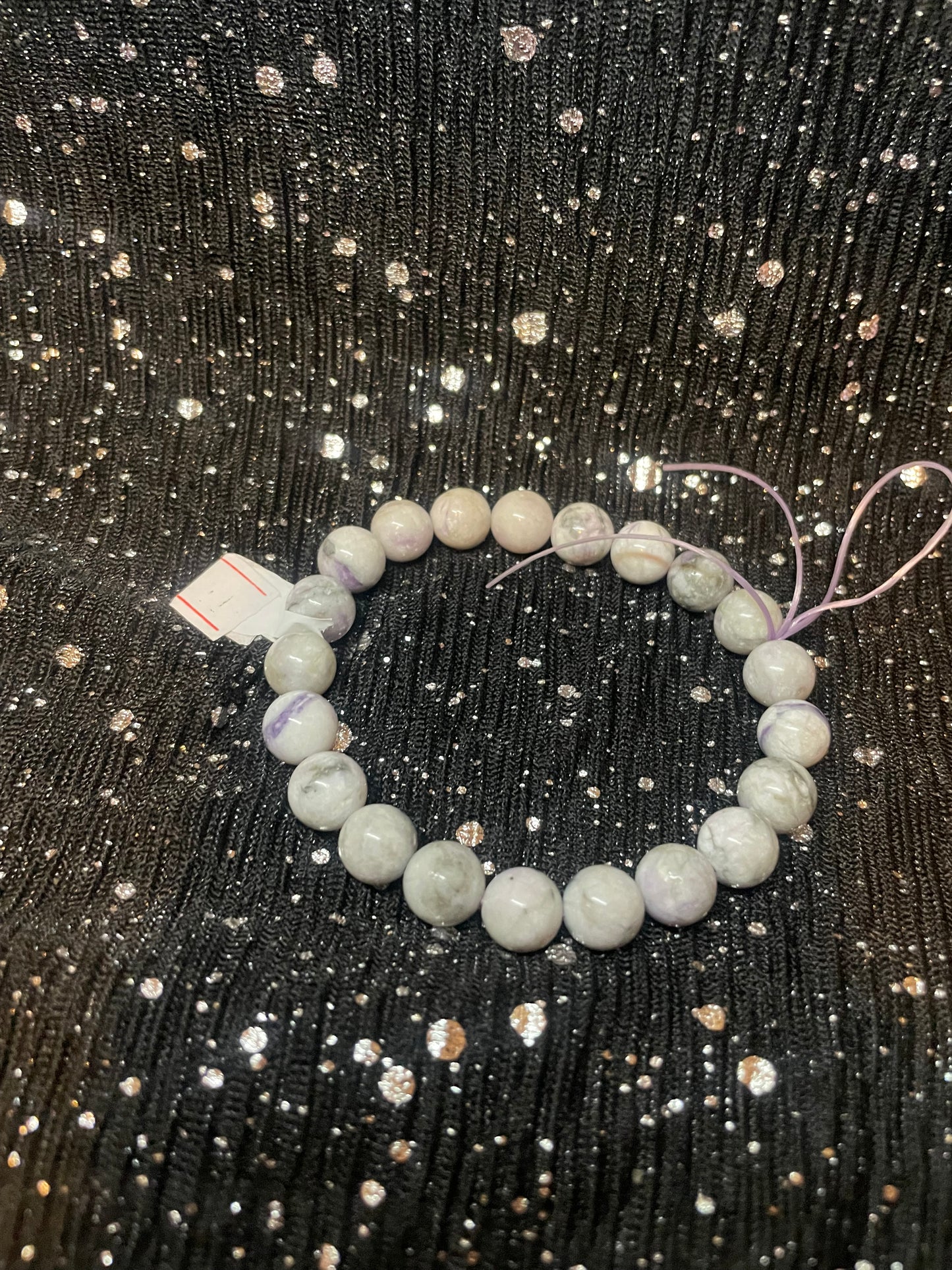 Lepidolite in Quartz Bead Bracelet