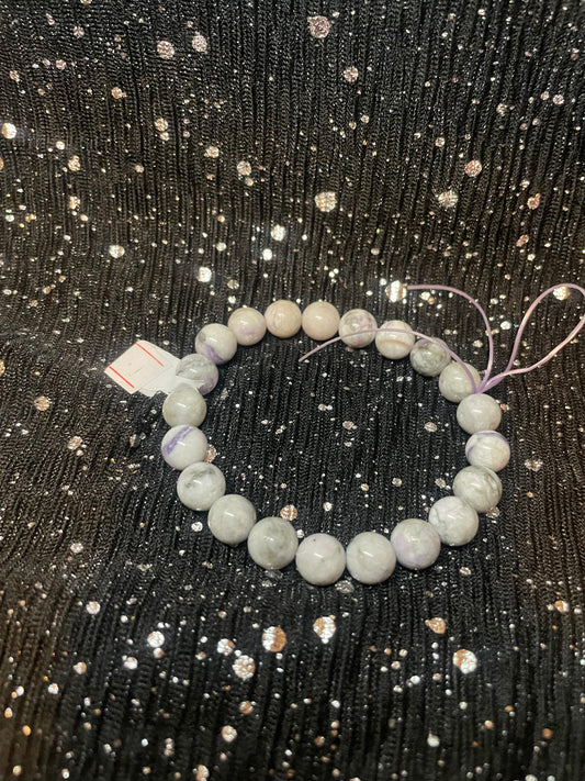 Lepidolite in Quartz Bead Bracelet