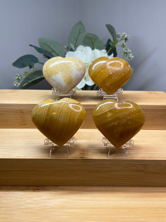 Yellow Calcite Heart