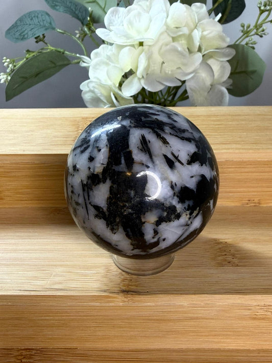 Black Tourmaline in Quartz Sphere